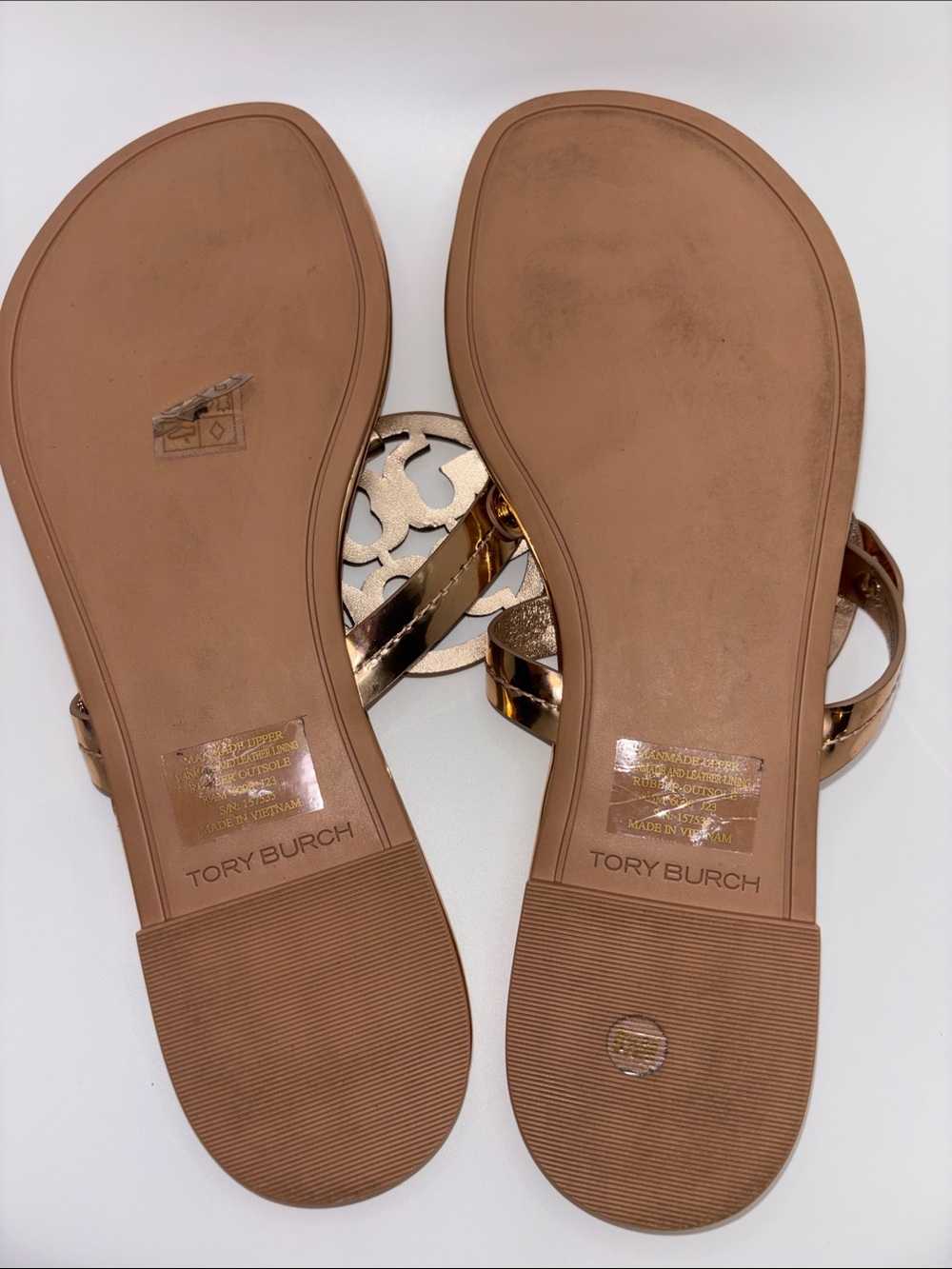 Tory Burch Metallic Rose Gold Metallic Miller Thong Sandals - Picture 8 of 11